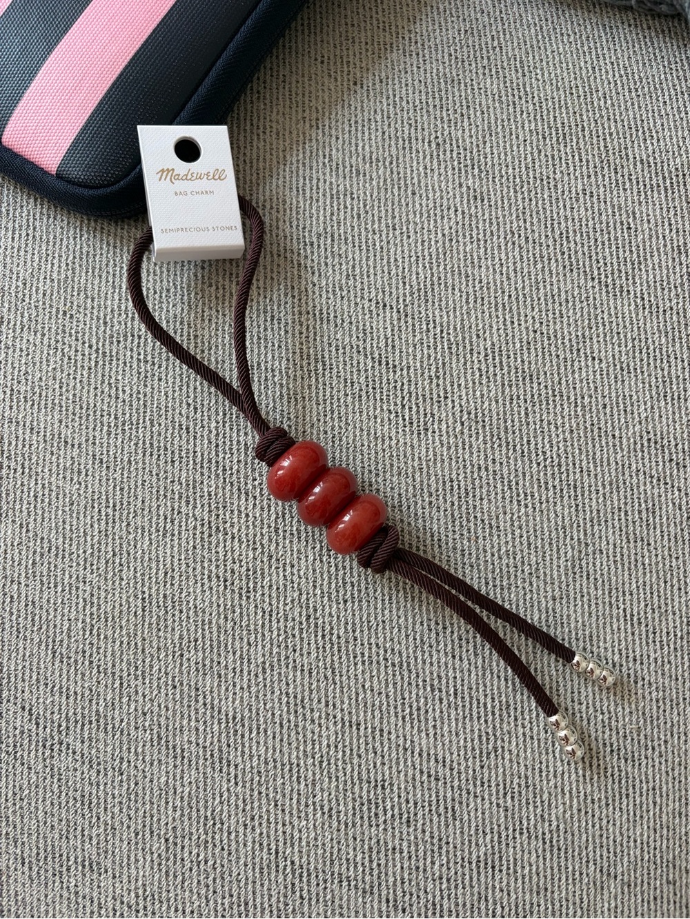 Madewell Brown Cord Bag Charm with White Tag - Picture 4 of 4